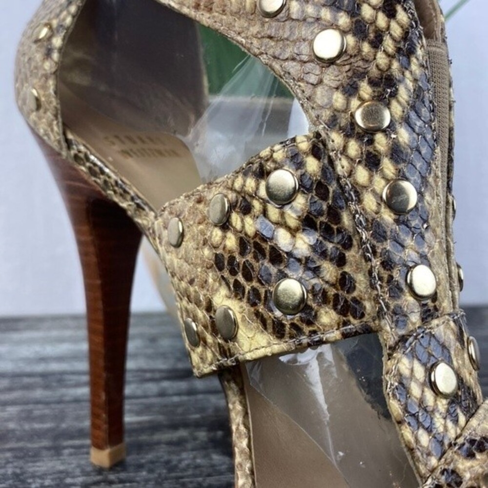 Stuart Weitzman Python Snake Print Cage Stud Heel… - image 6